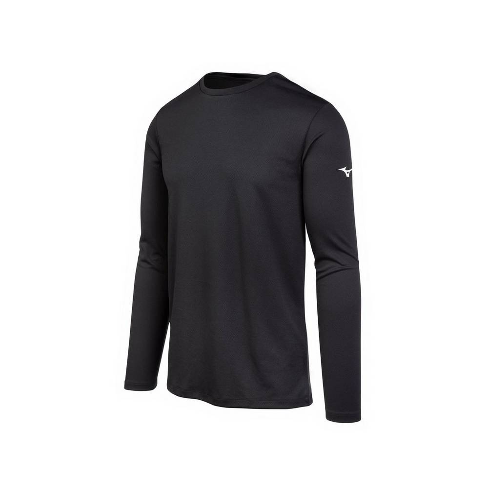 Mizuno Long Sleeve Férfi Futópóló Fekete FZO746580